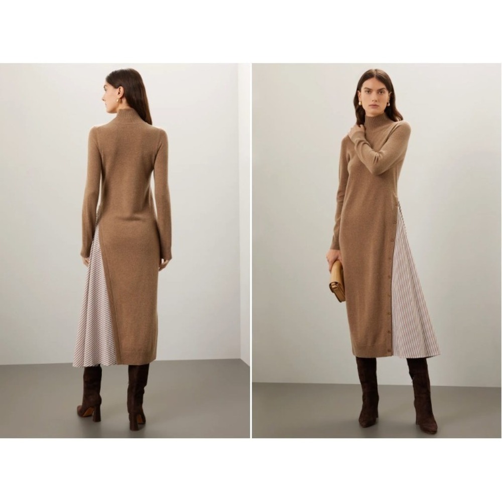 Naadam‎ Asymmetrical Turtleneck Dress Midi Wool Cashmere